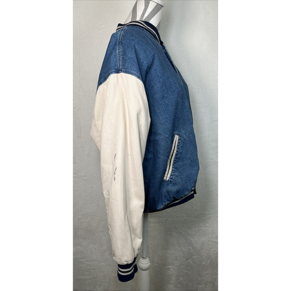 Vintage 90s WARNER BROS@LOONY TUNES Denim Varsity insulated Bomber Jacket Medium - Picture 4 of 13